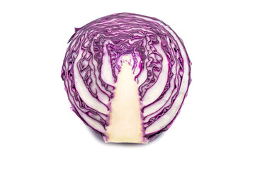Fototapeta premium Cut Purple cabbage isolated with white background.