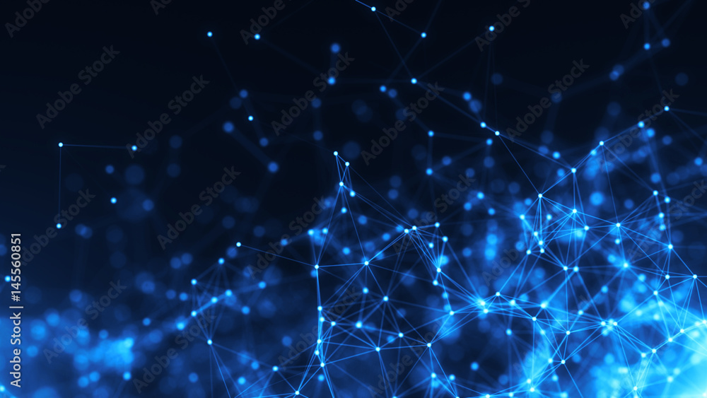 Poster abstract connected dots. technology concept background. 3d rendering