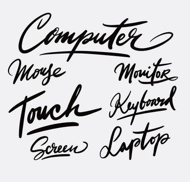 computer and laptop hand written typography. Good use for logotype, symbol, cover label, product, brand, poster title or any graphic design you want. Easy to use or change color

