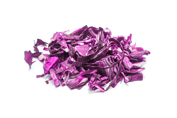 Sliced Purple cabbage on white background.