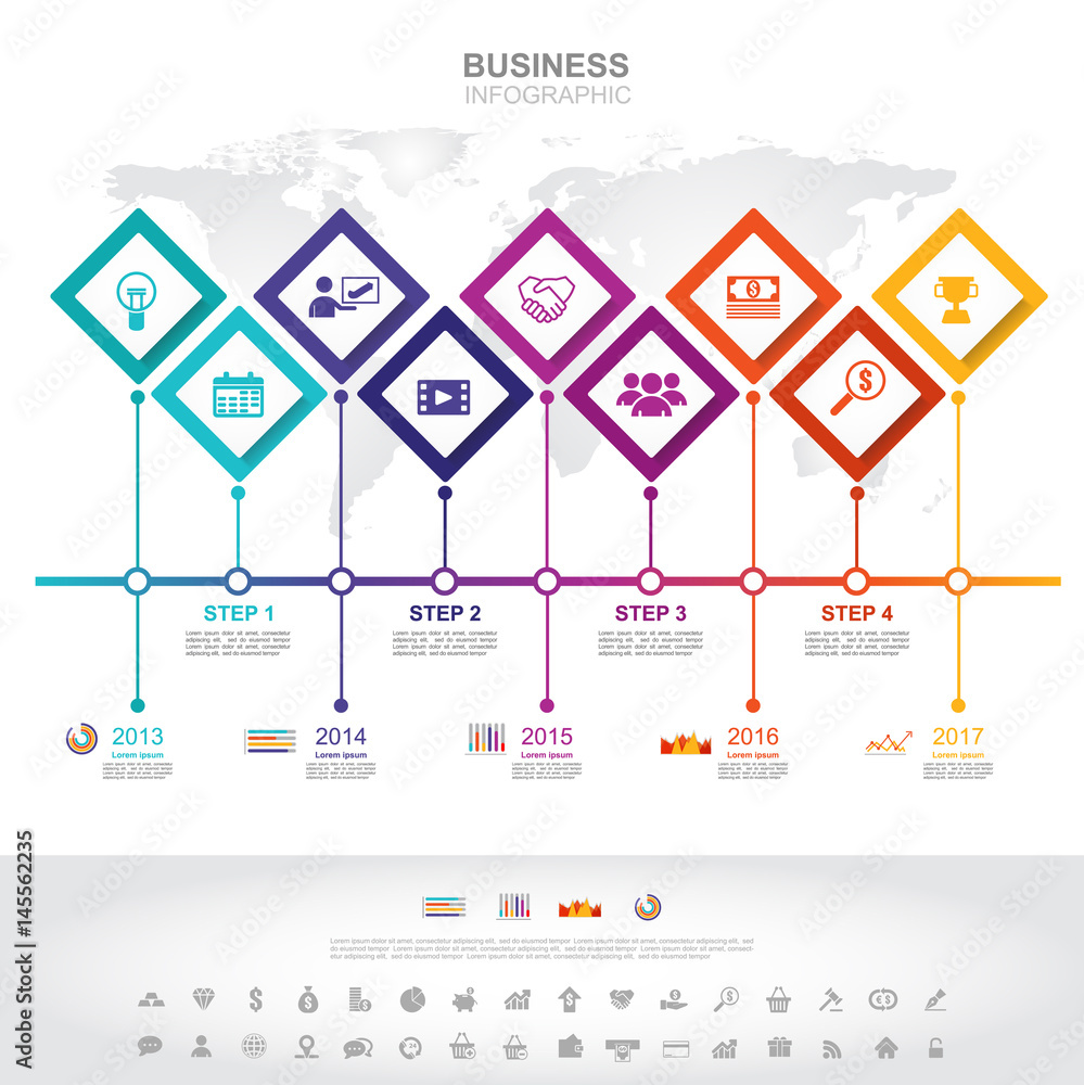 Poster infographic template. timeline infographic business success concept with graph. vector design. eleme