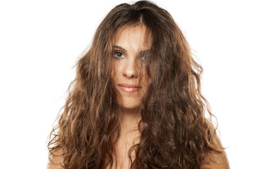 A young woman with a messy long hair
