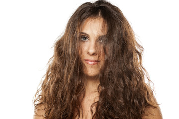 Fototapeta premium A young woman with a messy long hair