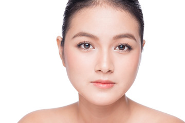 Obraz na płótnie Canvas Beautiful Spa model Girl with Perfect Fresh Clean Skin. Beauty Asian woman face Portrait.