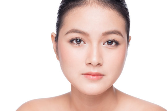 Beautiful Spa model Girl with Perfect Fresh Clean Skin. Beauty Asian woman face Portrait.