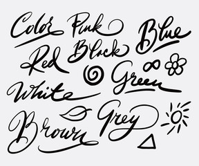 color hand written typography. Good use for logotype, symbol, cover label, product, brand, poster title or any graphic design you want. Easy to use or change color
