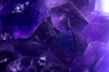 Macro shot of the surface of violet amethyst