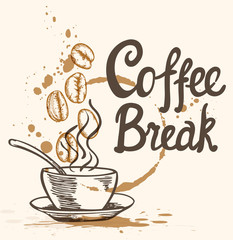 Cup of coffee and lettering