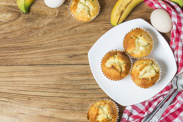 Homemade Banana Nut Muffins Ready to Eat