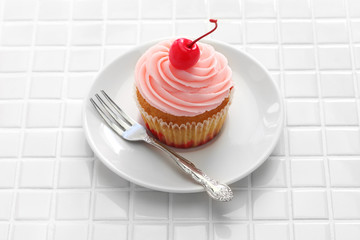 homemade cherry cupcake