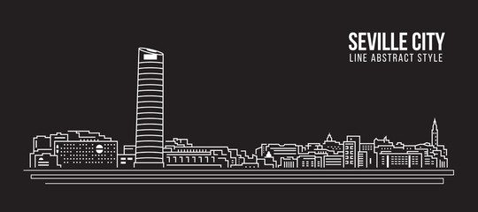 Naklejka premium Cityscape Building Line art Vector Illustration design - Seville city