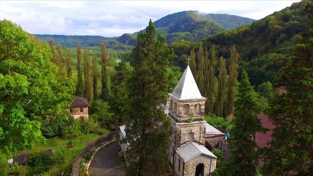 Aerial view on church of holy martyr Basiliscu
