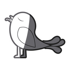 grayscale thick silhouette of bird with worm in the peak vector illustration