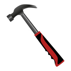 Hammer with red handle isolated on white background. Vector