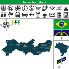 Obraz premium Map of Pernambuco, Brazil