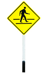 yellow traffic sign crossing road