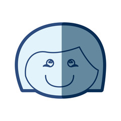 blue silhouette of caricature front face girl with short hair vector illustration