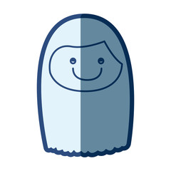 blue silhouette of caricature front face girl with long hair vector illustration