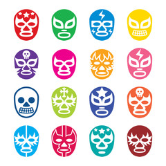 Lucha Libre, Luchador icons, Mexican wrestling masks 