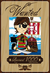Cute Cartoon Pirate Wanted Poster