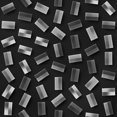 Scattered Geometric Shaded Shapes. Abstract Seamless Monochrome Pattern.