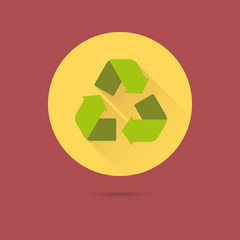 recycling arrows flat design vector icon