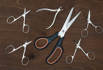 Set of different scissors