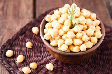 Cooked Chickpeas on a bowl. Chickpeas is nutritious food. Healthy and vegetarian food