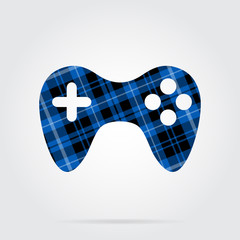 blue, black tartan isolated icon - gamepad