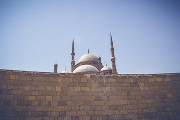 muhammad ali mosque behind wall at cairo, egypt