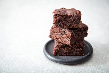 Homemade Delicious Chocolate Brownies. closeup chocolate cake