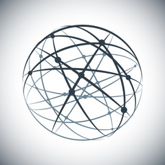 Abstract lines network sphere on white background