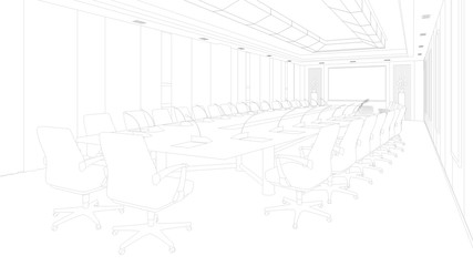 Skizze von Konferenzraum in CAD Planung