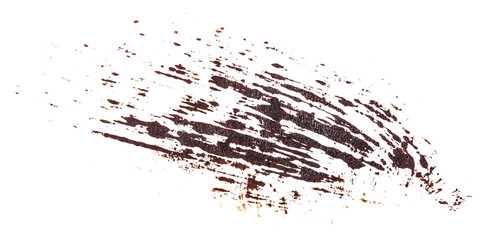 Stain of oil brown paint on white background