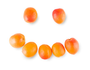 Fresh apricots isolated on white background