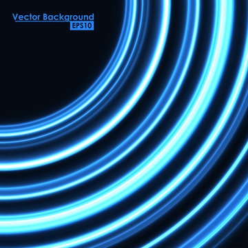 Abstract Blue Background With Light Glowing Circles.