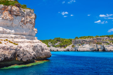 Menorca island cliff coast in the area of Cala Macarelleta