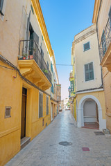Ciutadella old town narrow pedestrian street, Menorca.