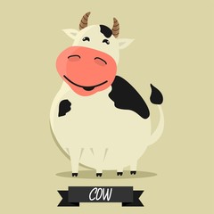 Cute cartoon cow. Vector character.