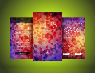 Mobile interface wallpaper design. Set of abstract vector backgrounds. Modern smartphone application interface elements