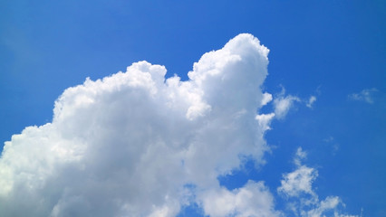 Fluffy White Cloud on the Vivid Blue Tropical Sunny Sky, Bangkok, Thailand 