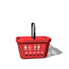 Shopping basket. Isolated on white background. 3D rendering illustration.