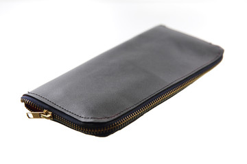 Woman black red purse isolated in white background