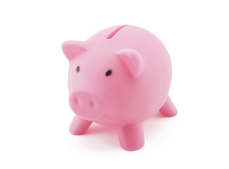 Pink piggy bank with clipping path