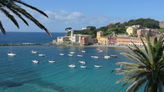 The panoramic view of the Baia del Silenzio in Sestri Levante, Italy