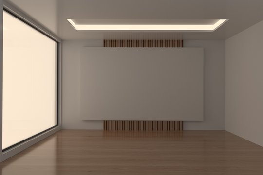 Empty Meeting Room Dark Tone In 3D Rendering