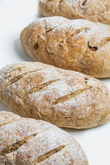 Close up shot of bread. Isolated on white background.