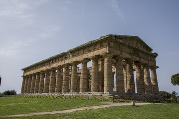Fototapeta na wymiar The second temple of hera at the ancient Greek city of Paestum, Italy
