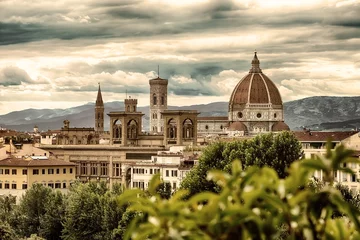 Wandcirkels tuinposter Florence en bergen © Givaga