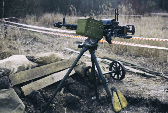 Anti-aircraft guns, authentic machine gun during the second world war